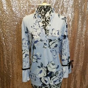 Blue, floral dress top